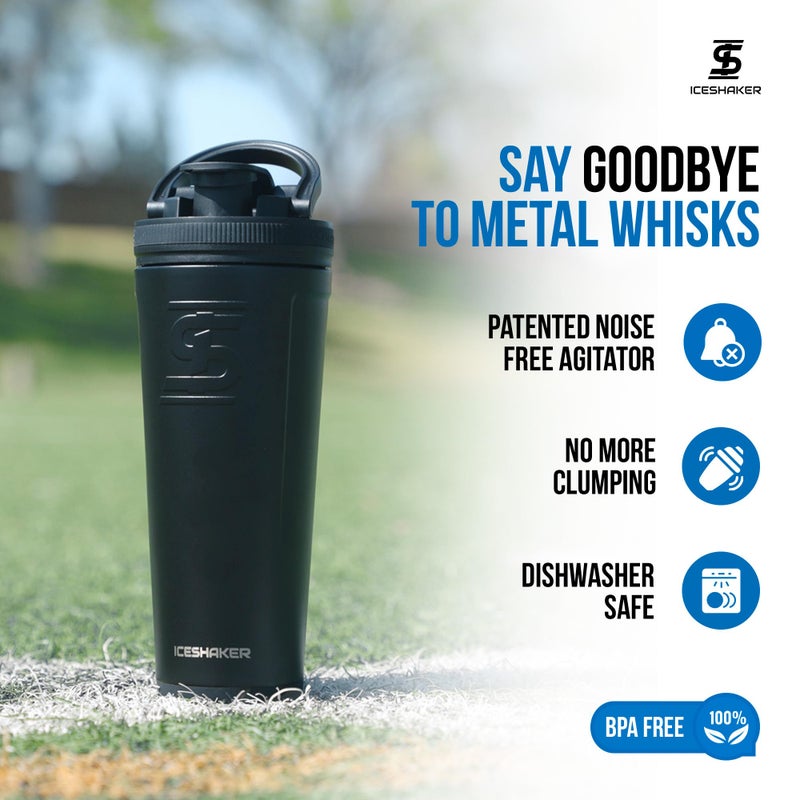Ice Shaker Insulated Stainless Steel Shaker Bottle | 26oz, Navy | Cold for 30+ Hours | Insulated Cup with Twist-on Agitator | Odor-Free Bottle for Protein Shakes, Water, Smoothies, Cocktails - Image 4